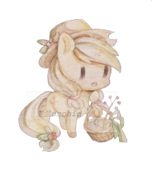 Size: 2000x2255 | Tagged: safe, artist:orchidlanlan738, applejack, earth pony, pony, g4, basket, cute, female, jackabetes, mare, simple background, smiling, solo, traditional art, transparent background