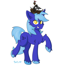 Size: 3072x3072 | Tagged: safe, artist:vinyvitz, oc, oc only, oc:dayandey, earth pony, pony, bipedal, cheek fluff, chest fluff, ear fluff, fluffy, hat, looking at you, male, pirate, pirate hat, pirate ship, raised hoof, raised hooves, raised leg, ship, silly, silly pony, simple background, solo, stars, tail, transparent background