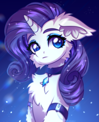 Size: 2835x3500 | Tagged: safe, artist:stesha, rarity, pony, unicorn, g4, armband, cheek fluff, chest fluff, collar, draw this in your style, ear fluff, eyeshadow, female, fluffy, gradient background, half body, high res, horn, looking at you, makeup, mare, solo