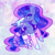 Size: 1400x1400 | Tagged: safe, artist:vivian reed, part of a set, princess luna, alicorn, pony, g4, abstract background, clothes, fairy kei, female, food, frosting, leg warmers, looking at you, mare, no pupils, smiling, smiling at you, socks, solo, spread wings, standing on two hooves, wings