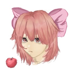 Size: 595x595 | Tagged: safe, artist:jiu16377, apple bloom, human, g4, apple, bust, food, humanized, portrait, simple background, solo, white background