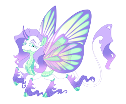 Size: 4400x3600 | Tagged: safe, artist:gigason, oc, oc only, oc:glacier gala, changepony, hybrid, g4, adoptable, blue eyelashes, blue eyes, butterfly wings, cloven hooves, coat markings, colored belly, colored eyebrows, colored eyelashes, colored hooves, colored horn, colored pinnae, curved horn, ear fluff, eye markings, facial markings, fangs, gradient legs, gradient mane, gradient tail, high res, hooves, horn, hybrid oc, interspecies offspring, leg markings, leonine tail, looking back, magical lesbian spawn, male, obtrusive watermark, offspring, parent:oc:glow wing, parent:rarity, parents:canon x oc, purple mane, purple tail, raised hoof, raised leg, shiny belly, shiny hooves, shiny horn, simple background, smiling, socks (coat markings), solo, spread wings, standing on two hooves, tail, teal hooves, thick eyelashes, thin tail, three quarter view, transparent background, watermark, white coat, wings