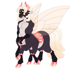 Size: 4600x4200 | Tagged: safe, artist:gigason, oc, oc only, oc:halys, centaur, changedling, changeling, hybrid, taur, g4, absurd resolution, adoptable, brown coat, carapace, claws, cloven hooves, coat markings, colored belly, colored claws, colored eyebrows, colored hooves, colored horns, colored pinnae, colored sclera, curved horns, ear fluff, eye markings, eyelashes, facial markings, fangs, floppy ears, frown, gradient eyes, gradient hooves, gradient mane, gradient tail, hands together, hooves, hybrid oc, insect wings, interspecies offspring, long mane, long tail, looking back, multiple legs, multiple limbs, offspring, orange eyes, pale belly, parent:lord tirek, parent:oc:zelus, parent:tirek, parents:canon x oc, raised hoof, raised leg, red sclera, shaggy mane, shaggy tail, shiny hooves, shiny horns, simple background, six legs, smiling, snip (coat marking), socks (coat markings), solo, spread wings, standing, tail, three quarter view, transparent background, transparent wings, wall of tags, watermark, white pupils, wings