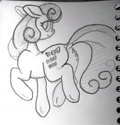 Size: 2285x2393 | Tagged: safe, artist:ponsce, bon bon, sweetie drops, pony, g4, bon butt, butt, monochrome, plot, sketch, solo, traditional art