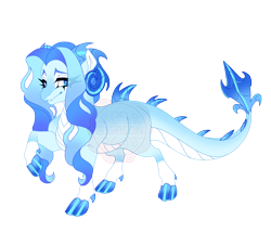 Size: 4200x3600 | Tagged: safe, artist:gigason, oc, oc only, oc:saphire spark, dracony, dragon, hybrid, g4, adoptable, blaze (coat marking), blue body, blue eyes, blue hair, blue hooves, body markings, cloven hooves, coat markings, colored belly, colored eyebrows, colored hooves, colored horns, colored pinnae, dracony oc, dragon tail, eye clipping through hair, eye markings, eyelashes, facial markings, female, gradient body, gradient eyes, gradient hair, gradient hooves, high res, hooves, horns, hybrid legs, hybrid oc, interspecies offspring, leg markings, light blue body, long hair, looking back, magical lesbian spawn, obtrusive watermark, offspring, pale belly, parent:princess ember, parent:rarity, parents:emberity, raised hoof, shiny hooves, shiny horns, simple background, slit pupils, smiling, socks (coat markings), solo, spikes, standing, standing on three hooves, tail, thick eyelashes, three quarter view, transparent background, wall of tags, watermark, wavy hair, white belly