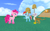 Size: 1920x1200 | Tagged: safe, artist:puzzlshield2, gilda, pinkie pie, rainbow dash, earth pony, griffon, pegasus, pony, g4, griffon the brush off, my little pony: friendship is magic, season 1, 3d, female, mmd, recreation, scene interpretation, super mario 3d world