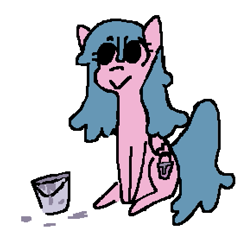 Size: 579x549 | Tagged: artist needed, source needed, safe, oc, oc only, oc:mortar mare, pegasus, pony, brick booty lore, cute, female, folded wings, looking away, mare, mortar, ms paint, no source available, pegasus oc, simple background, sitting, smiling, solo, teal mane, white background, wings