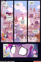 Size: 3541x5309 | Tagged: safe, artist:asura-00, artist:lummh, cinnamon chai, constructicorn, cookie crumbles, fancypants, filthy rich, fizzlepop berrytwist, hondo flanks, north star, princess cadance, rarity, spoiled rich, sweet biscuit, tempest shadow, vidala swoon, zesty gourmand, alicorn, earth pony, pony, unicorn, comic:the princess of love, g4, absurd file size, absurd resolution, alternate hairstyle, canterlot, comic, dialogue, female, filly, filly cadance, filly rarity, foal, hearth's warming, holding hooves, horn, levitation, looking at each other, looking at someone, magic, male, mare, pinpoint eyes, royal guard, scissors, snow, speech bubble, spoiled milk, stallion, telekinesis, wall of tags, winter, young cadance, young rarity, younger