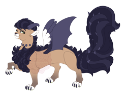 Size: 4800x3600 | Tagged: safe, artist:gigason, oc, oc only, oc:smoky, draconequus, hybrid, g4, absurd resolution, adoptable, bangs, bushy tail, chest fluff, coat markings, colored chest fluff, colored claws, colored eyebrows, colored muzzle, colored nose, colored paw pads, colored pinnae, colored wings, ear fluff, eyebrows, eyebrows visible through hair, feline, floppy ears, gradient legs, green eyes, hock fluff, hybrid oc, interspecies offspring, lidded eyes, looking back, magical gay spawn, male, male oc, miling, mismatched wings, obtrusive watermark, offspring, pale muzzle, parent:capper dapperpaws, parent:discord, parents:cappercord, raised paw, simple background, slit pupils, socks (coat markings), solo, spikes, spread wings, tail, tan fur, three quarter view, transparent background, two toned hair, two toned tail, two toned wings, wall of tags, watermark, wings