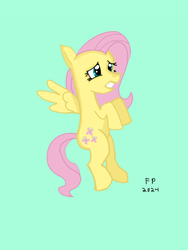 Size: 1620x2160 | Tagged: safe, artist:funnypancake, fluttershy, pegasus, pony, g4, green background, scared, simple background, solo