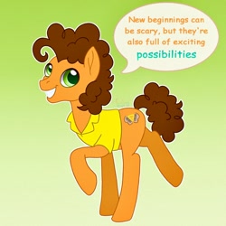 Size: 1500x1500 | Tagged: safe, artist:faelingmagic, cheese sandwich, earth pony, pony, g4, gradient background, male, outline, positive message, positive ponies, solo, speech bubble, stallion