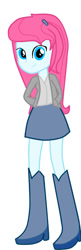 Size: 400x1229 | Tagged: safe, artist:alejamoreno-brony, oc, oc only, oc:lovely waltz, human, equestria girls, g4, blue eyes, blue skin, boots, clothes, equestria girls oc, equestria girls-ified, high heel boots, jacket, pink hair, shirt, shoes, simple background, skirt, solo, vest, white background