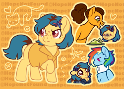 Size: 1243x893 | Tagged: safe, artist:hopenotfound, cheese sandwich, rainbow dash, oc, pony, g4, female, filly, foal, neck brace, offspring, parent:cheese sandwich, parent:rainbow dash, parents:cheesedash