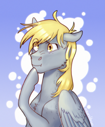 Size: 1799x2183 | Tagged: safe, artist:equeslibrium, derpy hooves, pegasus, pony, g4, bust, gradient background, portrait, solo