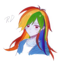 Size: 750x764 | Tagged: safe, artist:stillnightmare, rainbow dash, human, equestria girls, g4, looking at you, simple background, solo, white background