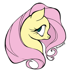 Size: 1500x1500 | Tagged: safe, artist:pandan009, fluttershy, pegasus, pony, g4, bust, portrait, profile, simple background, solo, white background