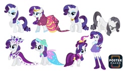 Size: 1280x720 | Tagged: safe, artist:savannathedisneyand, princess platinum, rarity, human, pony, unicorn, equestria girls, g4, bridesmaid dress, clothes, coronation dress, discorded rarity, dress, element of generosity, gala dress, horn, simple background, white background