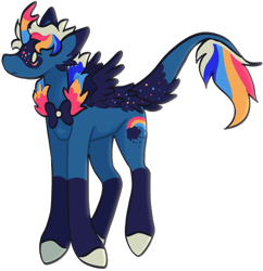 Size: 580x600 | Tagged: safe, artist:catastrophyte, oc, oc only, oc:polaroid, hybrid, kirin, pegasus, pony, full body, kirin hybrid, kirin oc, male, male oc, pony hybrid, simple background, smiling, solo, stallion, stallion oc, transparent background