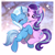 Size: 3300x3300 | Tagged: safe, artist:scarffist, starlight glimmer, trixie, pony, unicorn, g4, backwards cutie mark, base used, couple, cute, diatrixes, duo, duo female, eyes closed, female, glimmerbetes, happy, horn, hug, lesbian, long hair, long mane, looking at each other, looking at someone, mare, passepartout, purple eyes, ship:startrix, shipping, smiling, sparkles