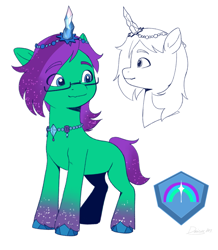 Size: 2551x2919 | Tagged: safe, artist:daisy_marshmallow, oc, oc only, oc:star pine, auroricorn, pony, g5, auroricorn oc, female, g5 oc, mare, reference sheet, simple background, solo, white background