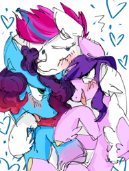 Size: 1080x1440 | Tagged: safe, artist:咸茶吾良夜, misty brightdawn, pipp petals, zipp storm, g5, blushing, female, group hug, heart, hug, incest, lesbian, polyamory, royal sisters (g5), ship:dawnstorm, ship:mistypetals, ship:petalstorm, shipping, siblings, simple background, sisters, tongue out, trio, trio female, white background