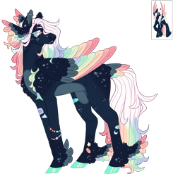 Size: 2805x2866 | Tagged: safe, artist:alawdulac, artist:sleepy-nova, oc, oc only, oc:silent breeze, pegasus, pony, accessory, bandaid, blue coat, bracelet, bridge piercing, coat markings, colored belly, colored eyebrows, colored eyelashes, colored fetlocks, colored hooves, colored pinnae, colored wings, colored wingtips, commission, ear piercing, earring, facial markings, feathered fetlocks, feathered wings, female, female oc, folded wings, frown, hooves, industrial piercing, jewelry, lacrimal caruncle, leg markings, long legs, long mane, long tail, looking back, mare, mare oc, mint hooves, multicolored hair, multicolored mane, multicolored wings, multicolored wingtips, oc redesign, pale belly, pegasus oc, piercing, profile, rainbow hair, rainbow tail, rainbow wings, rainbow wingtips, shiny hooves, simple background, snip (coat marking), solo, spots, standing, tail, transparent background, turned head, unshorn fetlocks, white eyelashes, wing ears, wings