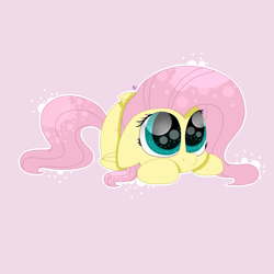 Size: 1650x1650 | Tagged: safe, artist:kathepart, fluttershy, pegasus, pony, g4, big eyes, commission, cute, pink background, shyabetes, simple background, solo, ych example, your character here