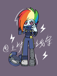 Size: 1080x1440 | Tagged: safe, artist:土笋冻线条, rainbow dash, human, equestria girls, g4, the cutie re-mark, alternate timeline, amputee, apocalypse dash, crystal war timeline, panty and stocking with garterbelt, prosthetic leg, prosthetic limb, prosthetics