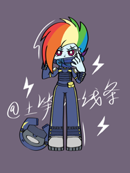 Size: 1080x1440 | Tagged: safe, alternate version, artist:土笋冻线条, rainbow dash, human, equestria girls, g4, the cutie re-mark, alternate timeline, apocalypse dash, crystal war timeline, panty and stocking with garterbelt