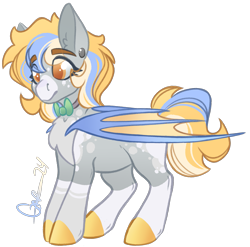 Size: 2069x2045 | Tagged: safe, artist:trashpanda czar, oc, oc only, oc:bubble wand, bat pony, bat pony oc, bat wings, bowtie, chest fluff, coat markings, ear fluff, ear piercing, eyebrows, eyebrows visible through hair, eyelashes, female, mare, medibang paint, necktie, piercing, simple background, smiling, transparent background, wings