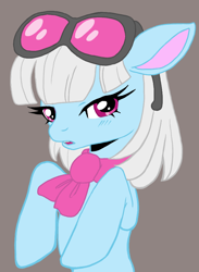 Size: 626x856 | Tagged: safe, anonymous artist, photo finish, earth pony, pony, g4, ears back, female, glasses off, gray background, mare, simple background, solo, sunglasses, sunglasses on head