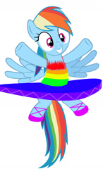 Size: 828x1417 | Tagged: safe, artist:justphase, rainbow dash, pegasus, pony, g4, ballerina, ballet, ballet slippers, clothes, cute, dashabetes, female, mare, rainbow dash always dresses in style, rainbowrina, simple background, solo, tutu, white background