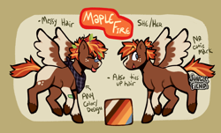 Size: 2000x1208 | Tagged: safe, artist:junglefiend, oc, oc only, oc:maple fire, horse, pegasus, :p, ><, brown coat, eyes closed, reference sheet, smiling, solo, tongue out