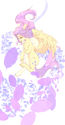 Size: 1610x3065 | Tagged: safe, artist:luktea, fluttershy, butterfly, pegasus, pony, g4, beautiful, female, mare, partially open wings, smiling, solo, wings, yellow coat