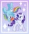 Size: 1436x1720 | Tagged: safe, artist:arnie_mae_, rainbow dash, rarity, pegasus, pony, unicorn, g4, duo, duo female, female, gradient background, horn, lesbian, ship:raridash, shipping, smiling, sparkles, spread wings, upside down, wings