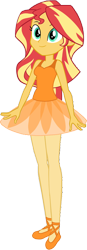 Size: 528x1510 | Tagged: safe, artist:invisibleink, artist:tylerajohnson352, sunset shimmer, human, equestria girls, g4, ballerina, ballet slippers, bare shoulders, beautiful, clothes, cute, dress, leotard, pretty, shimmerina, simple background, sleeveless, solo, tights, transparent background, tutu