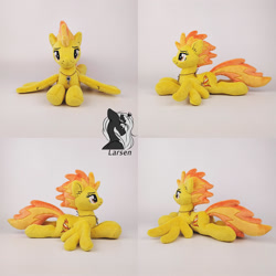 Size: 1000x1000 | Tagged: safe, artist:larsen toys, spitfire, pegasus, pony, g4, female, irl, jewelry, lying down, mare, multiple views, necklace, photo, plushie, pony plushie, prone, sale, solo, spread wings, wings