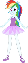 Size: 697x1569 | Tagged: safe, artist:invisibleink, artist:tylerajohnson352, rainbow dash, human, equestria girls, g4, ballerina, ballet slippers, bare shoulders, beautiful, clothes, cute, dress, leotard, pretty, rainbow dash always dresses in style, rainbowrina, simple background, sleeveless, solo, tights, transparent background, tutu