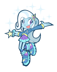 Size: 1200x1500 | Tagged: safe, artist:rvceric, trixie, human, equestria girls, g4, open mouth, simple background, smiling, solo, sparkles, wand, white background