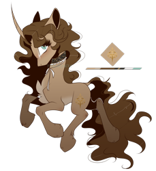 Size: 1192x1300 | Tagged: safe, artist:purgarawry, oc, oc only, oc:fallowdelis, pony, unicorn, chest fluff, choker, curved horn, horn, reference sheet, simple background, solo, transparent background