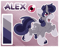 Size: 2500x2000 | Tagged: safe, artist:euspuche, oc, oc only, oc:alex (euspuche), bat pony, donkey, unicorn, female, horn, looking at you, one eye closed, reference sheet, smiling, solo