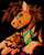 Size: 1024x1280 | Tagged: safe, artist:junglefiend, pony, anime, brown mane, clothes, grin, jojo's bizarre adventure, joseph joestar, male, orange coat, ponified, scarf, smiling, stallion