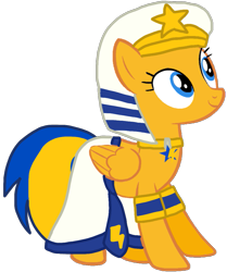 Size: 903x1080 | Tagged: safe, artist:amity, oc, oc only, oc:flare spark, pegasus, g4, clothes, egyptian, egyptian pony, headdress, robe, simple background, transparent background, vector