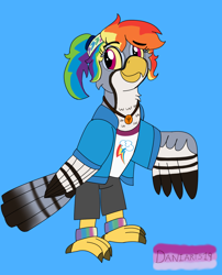 Size: 1280x1585 | Tagged: safe, artist:daniarts19, rainbow dash, bird, hawk, anthro, g4, bird of prey, female, solo