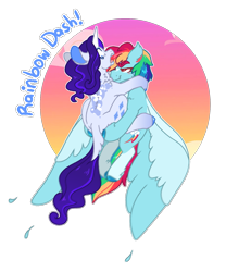 Size: 1293x1552 | Tagged: safe, alternate version, artist:queerhorses, rainbow dash, rarity, pony, g4, alternate design, duo, duo female, female, holding a pony, lesbian, rainbow trail, ship:raridash, shipping, simple background, transparent background