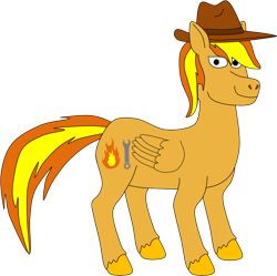 Size: 1078x1073 | Tagged: safe, artist:thecanadiantoony2001, oc, oc only, oc:firey ratchet, pegasus, fedora, hat, male, simple background, solo, transparent background