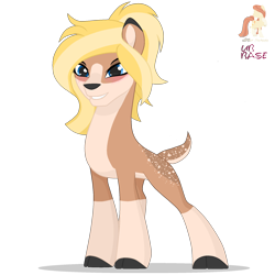 Size: 1942x1942 | Tagged: safe, artist:r4hucksake, oc, oc only, oc:dogwood, deer, base used, blushing, cloven hooves, doe, female, simple background, smiling, solo, transparent background