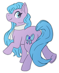 Size: 883x1077 | Tagged: safe, artist:primrosedinocat, december delight, earth pony, pony, g3, butt, female, looking back, mare, plot, raised hoof, raised leg, rear view, simple background, smiling, solo, tail, transparent background, underhoof