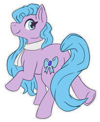 Size: 883x1077 | Tagged: safe, alternate version, artist:primrosedinocat, december delight, earth pony, pony, g3, butt, female, looking back, mare, plot, raised hoof, raised leg, rear view, simple background, smiling, solo, tail, transparent background, underhoof