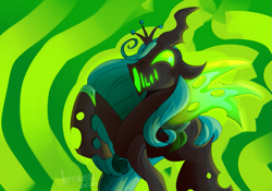 Size: 1413x988 | Tagged: safe, artist:fernsensei, queen chrysalis, changeling, changeling queen, g4, solo